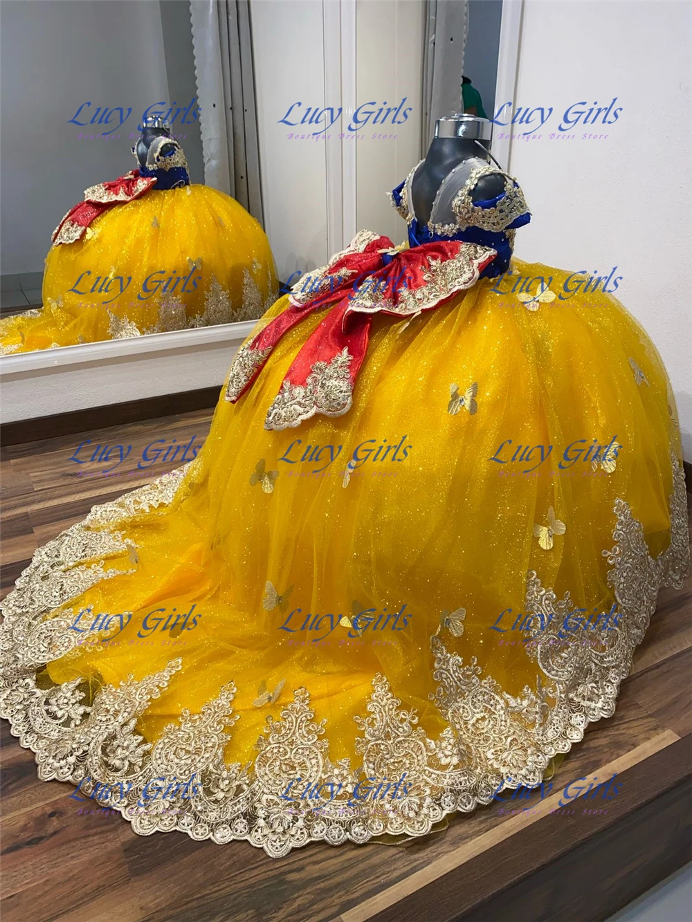 Robe de demoiselle d'honneur e - Embroidery Yellow Dress avis et prix