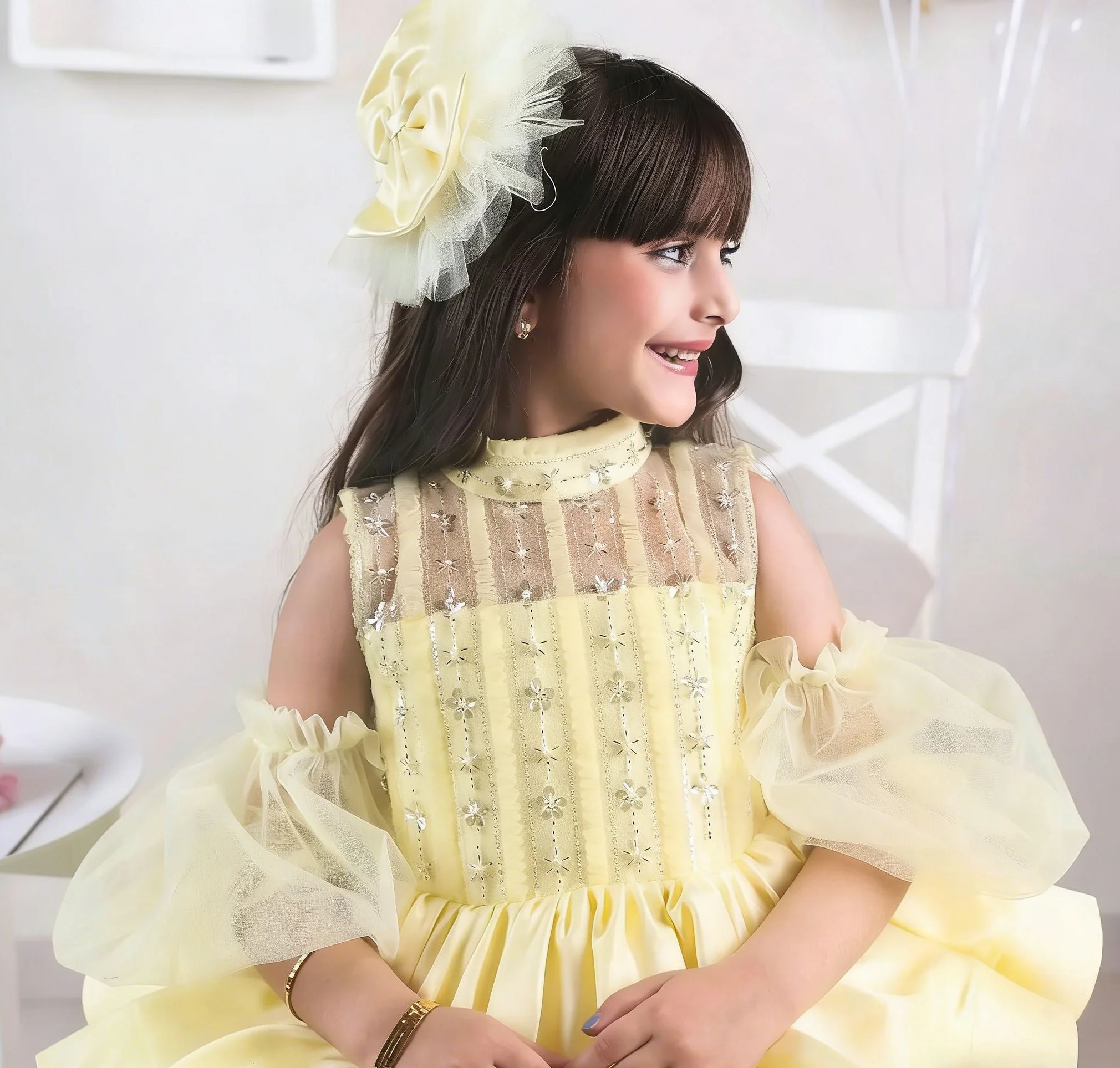 Robes de demoiselle d'honneur  - Embroidery Yellow Dress avis et prix